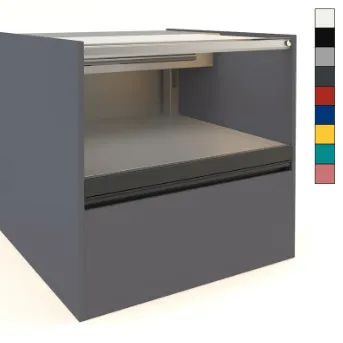 Moderne Kühlvitrine der Serie Padova, beladen mit frischen Produkten, in einem Einzelhandelsgeschäft