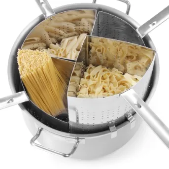 Pastaeinsätze für einfaches Abgießen und Kochen großer Mengen Pasta
