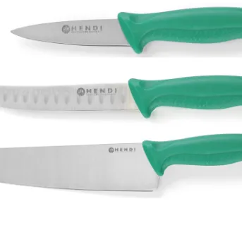Messer mit grünem Griff für die Verarbeitung von Gemüse und Obst in der Gastronomie
