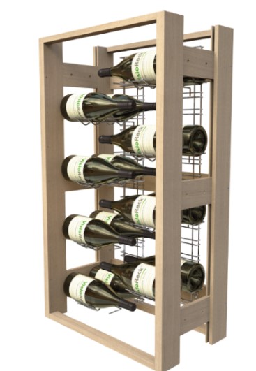 Holz-Weinregal mit 8 Chromauflagen für 16 Magnumflaschen