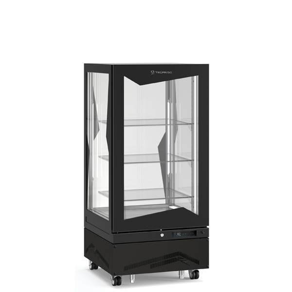 Kühl-/Tiefkühlvitrine, 3x Glasablagen 700x710x1510mm, schwarz