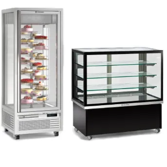 Kühl- und Tiefkühlvitrine präsentiert gefrorene und frische Produkte